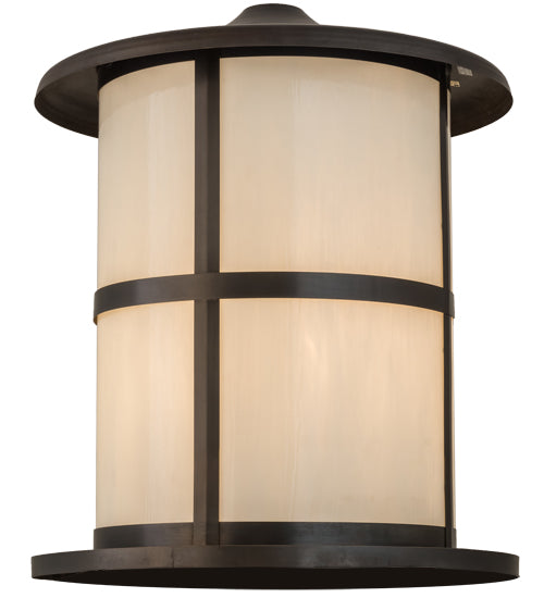 Meyda Lighting Fulton 24" Craftsman Brown Double Bar Mission Outdoor Pier Mount Light With White Art Shade Glass