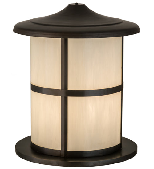 Meyda Lighting Fulton 24" Craftsman Brown Double Bar Mission Outdoor Pier Mount Light With White Art Shade Glass