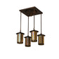 Meyda Lighting Fulton 255206 28" 4-Light Vintage Copper Prime Pendant Light With Beige Iridescent Shade Glass