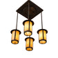 Meyda Lighting Fulton 255206 28" 4-Light Vintage Copper Prime Pendant Light With Beige Iridescent Shade Glass