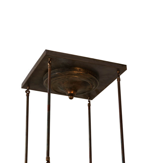 Meyda Lighting Fulton 255206 28" 4-Light Vintage Copper Prime Pendant Light With Beige Iridescent Shade Glass