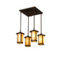 Meyda Lighting Fulton 255206 28" 4-Light Vintage Copper Prime Pendant Light With Beige Iridescent Shade Glass