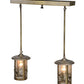 Meyda Lighting Fulton 26" 2-Light Antique Brass Song Bird Island Pendant Light With Clear Seeded Shade Glass