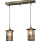 Meyda Lighting Fulton 26" 2-Light Antique Brass Song Bird Island Pendant Light With Clear Seeded Shade Glass