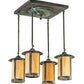 Meyda Lighting Fulton 27" 4-Light Verdigris Semi-flush Mount Light With Beige Art Shade Glass