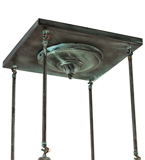 Meyda Lighting Fulton 27" 4-Light Verdigris Semi-flush Mount Light With Beige Art Shade Glass
