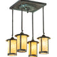 Meyda Lighting Fulton 27" 4-Light Verdigris Semi-flush Mount Light With Beige Art Shade Glass