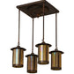 Meyda Lighting Fulton 28" 4-Light Vintage Copper Prime Pendant Light With Beige Iridescent Shade Glass