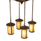 Meyda Lighting Fulton 28" 4-Light Vintage Copper Prime Pendant Light With Beige Iridescent Shade Glass