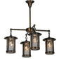 Meyda Lighting Fulton 30" 4-Light Antique Brass Wine Pine Chandelier With Clear Seeded Shade Glass