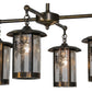 Meyda Lighting Fulton 30" 4-Light Antique Brass Wine Pine Chandelier With Clear Seeded Shade Glass