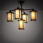 Meyda Lighting Fulton 30" 5-Light Craftsman Brown Chandelier With Beige Shade Glass