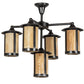 Meyda Lighting Fulton 30" 5-Light Craftsman Brown Chandelier With Beige Shade Glass