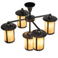 Meyda Lighting Fulton 30" 5-Light Craftsman Brown Chandelier With Beige Shade Glass