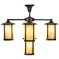 Meyda Lighting Fulton 30" 5-Light Craftsman Brown Chandelier With Beige Shade Glass