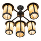 Meyda Lighting Fulton 30" 5-Light Craftsman Brown Chandelier With Beige Shade Glass