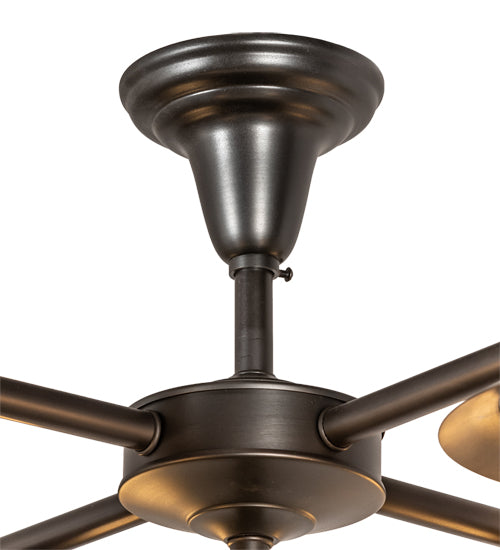 Meyda Lighting Fulton 30" 5-Light Craftsman Brown Chandelier With Beige Shade Glass