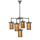 Meyda Lighting Fulton 31" 5-Light Craftsman Brown Prime Chandelier With Amber Mica Shade Glass