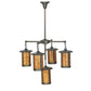 Meyda Lighting Fulton 31" 5-Light Craftsman Brown Prime Chandelier With Amber Mica Shade Glass