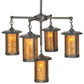 Meyda Lighting Fulton 31" 5-Light Craftsman Brown Prime Chandelier With Amber Mica Shade Glass