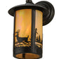 Meyda Lighting Fulton 32203 8" Craftsman Brown Deer Creek Solid Mount Wall Sconce With Beige Iridescent Shade Glass