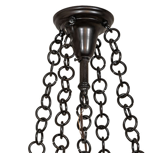 Meyda Lighting Fulton 36" 5-Light Craftsman Brown Branches Chandelier With Beige Art Shade Glass