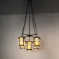 Meyda Lighting Fulton 36" 5-Light Craftsman Brown Branches Chandelier With Beige Art Shade Glass