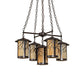 Meyda Lighting Fulton 36" 5-Light Craftsman Brown Branches Chandelier With Beige Art Shade Glass