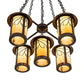 Meyda Lighting Fulton 36" 5-Light Craftsman Brown Branches Chandelier With Beige Art Shade Glass