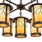 Meyda Lighting Fulton 36" 5-Light Craftsman Brown Branches Chandelier With Beige Art Shade Glass