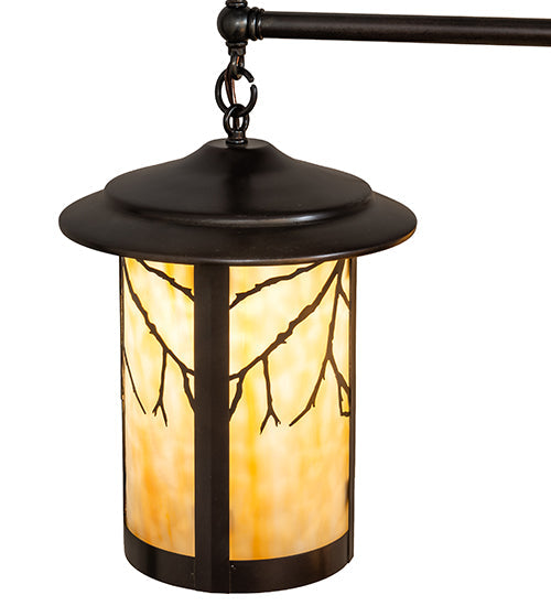 Meyda Lighting Fulton 36" 5-Light Craftsman Brown Branches Chandelier With Beige Art Shade Glass