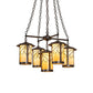Meyda Lighting Fulton 36" 5-Light Craftsman Brown Branches Chandelier With Beige Art Shade Glass