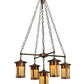 Meyda Lighting Fulton 36" 5-Light Shiny Auburn Prairie Loft Chandelier With Beige Art Shade Glass
