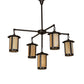 Meyda Lighting Fulton 42" 5-Light Craftsman Brown Prime Chandelier With Beige Art Shade Glass
