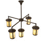 Meyda Lighting Fulton 42" 5-Light Craftsman Brown Prime Chandelier With Beige Art Shade Glass