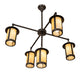 Meyda Lighting Fulton 42" 5-Light Craftsman Brown Prime Chandelier With Beige Art Shade Glass