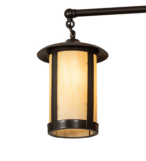 Meyda Lighting Fulton 42" 5-Light Craftsman Brown Prime Chandelier With Beige Art Shade Glass
