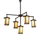 Meyda Lighting Fulton 42" 5-Light Craftsman Brown Prime Chandelier With Beige Art Shade Glass