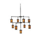 Meyda Lighting Fulton 42" 9-Light Craftsman Brown Chandelier With Amber Mica Shade Glass
