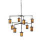 Meyda Lighting Fulton 42" 9-Light Craftsman Brown Chandelier With Amber Mica Shade Glass
