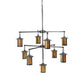 Meyda Lighting Fulton 42" 9-Light Craftsman Brown Chandelier With Amber Mica Shade Glass