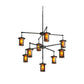 Meyda Lighting Fulton 42" 9-Light Craftsman Brown Chandelier With Amber Mica Shade Glass