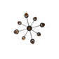 Meyda Lighting Fulton 42" 9-Light Craftsman Brown Chandelier With Amber Mica Shade Glass