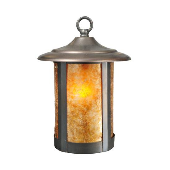 Meyda Lighting Fulton 42" 9-Light Craftsman Brown Chandelier With Amber Mica Shade Glass