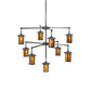 Meyda Lighting Fulton 42" 9-Light Craftsman Brown Chandelier With Amber Mica Shade Glass