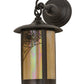 Meyda Lighting Fulton 44279 8" Craftsman Brown Spider Web Hanging Wall Sconce With Beige Iridescent Shade Glass