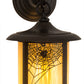 Meyda Lighting Fulton 44279 8" Craftsman Brown Spider Web Hanging Wall Sconce With Beige Iridescent Shade Glass