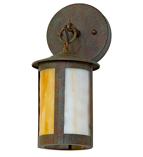 Meyda Lighting Fulton 5" Capri Prime Wall Sconce With Beige & White Shade Glass