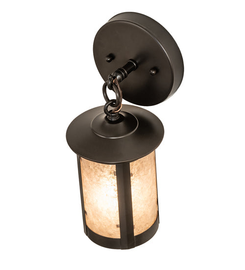 Meyda Lighting Fulton 5" Craftsman Brown Prime Hanging Wall Sconce With Silver Mica Shade Glass