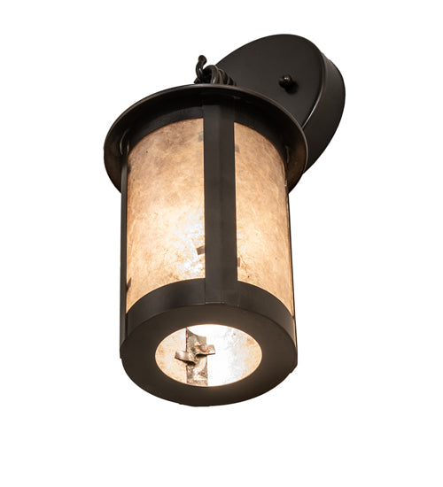 Meyda Lighting Fulton 5" Craftsman Brown Prime Hanging Wall Sconce With Silver Mica Shade Glass